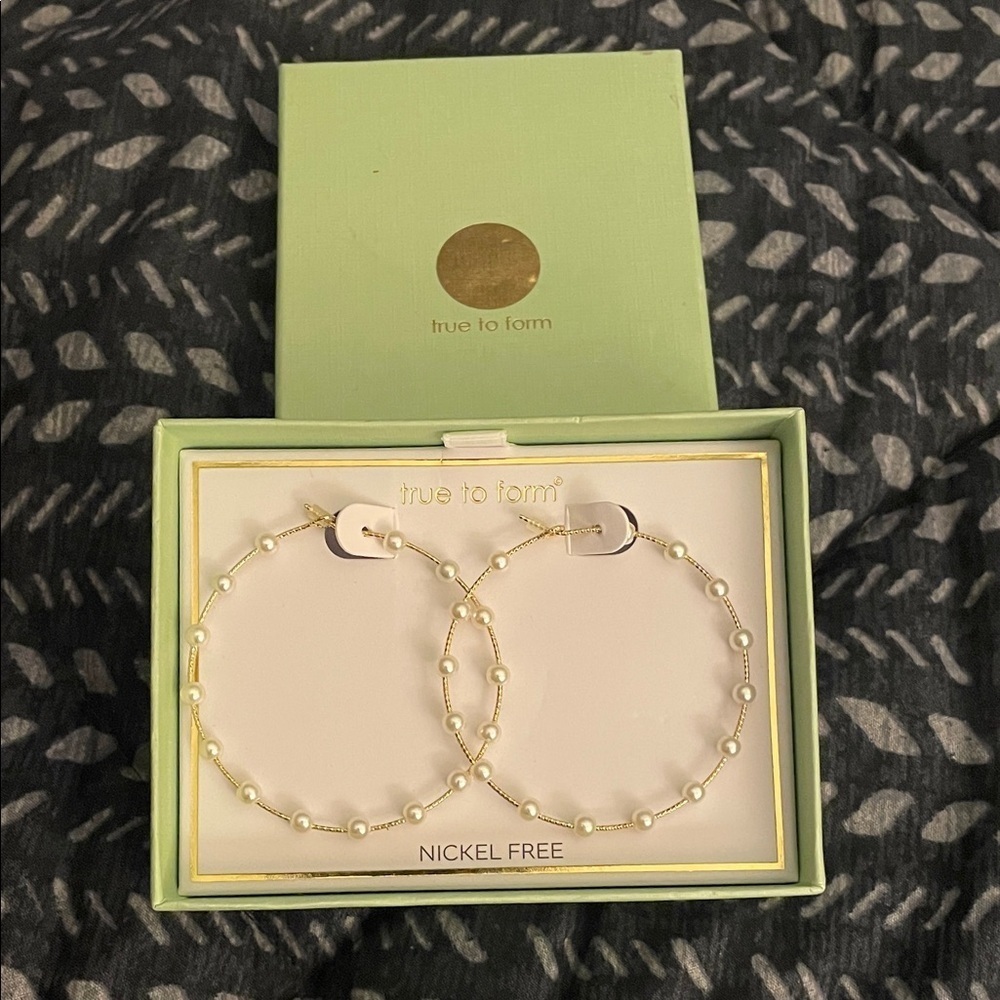 True to Form Gold Pearl Hoop Earrings